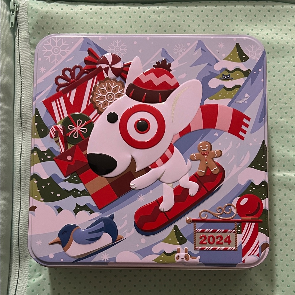Festive Holiday Tin with Dog Design